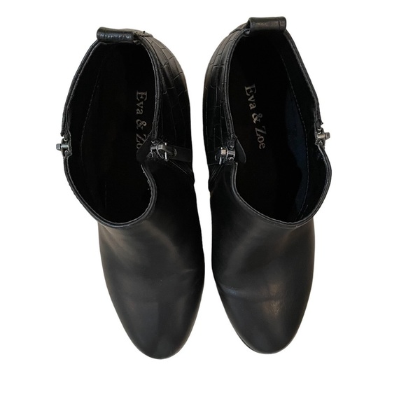 Eva & Zoe Women's Size 7 Black Zip Up Booties Ankle Boots Faux Leather - Picture 8 of 9